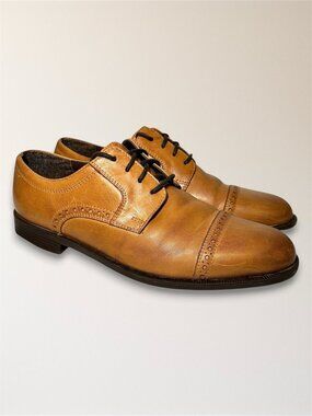Cole Haan 8.5M British Tan Leather Cap Toe Oxford Lace Up Dress Shoes Classic